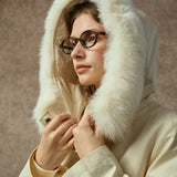 Famecoco Stylish Long Parka Coat with Detachable Fur Hood
