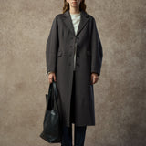 Famecoco 100% Merino Wool Tailored A-Line Belted Coat