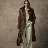 Famecoco Ultra Long Hooded Down Puffer Coat