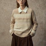 Famecoco Vintage Jacquard Wool Blend Pullover Sweater