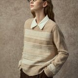 Famecoco Vintage Jacquard Wool Blend Pullover Sweater