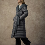 Famecoco Ultra-Light Long Belted Hooded Down Coat