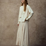 Famecoco Faux Two-Piece Jacquard Blouse
