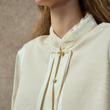 Famecoco Faux Two-Piece Jacquard Blouse