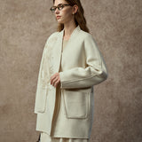 Famecoco Modern Embroidered Wool Blend Coat