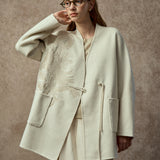 Famecoco Modern Embroidered Wool Blend Coat