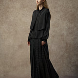 Famecoco Faux Two-Piece Jacquard Blouse