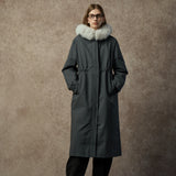 Famecoco Stylish Long Parka Coat with Detachable Fur Hood