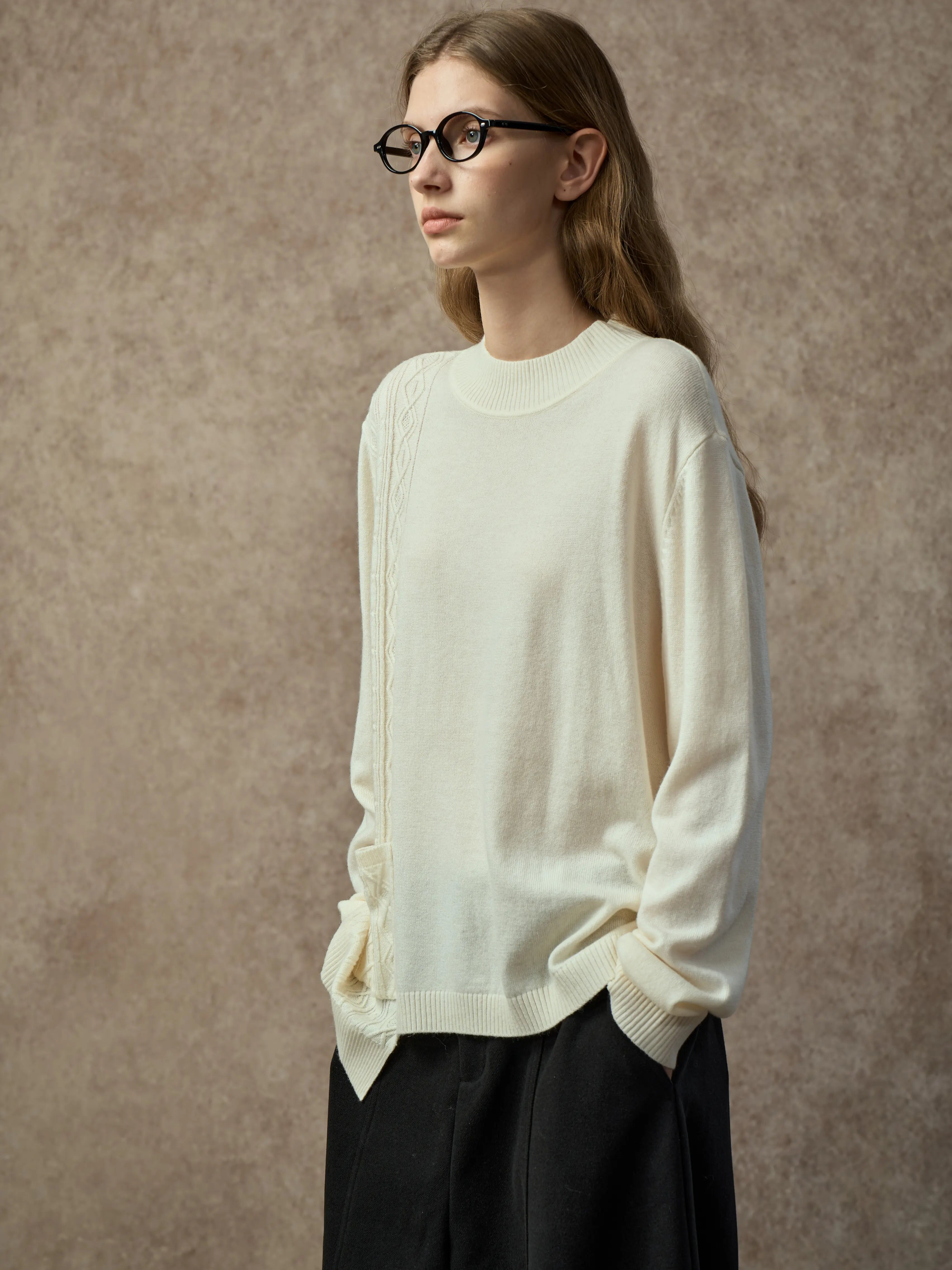 Famecoco Signature Wool-Blend Patchwork Sweater