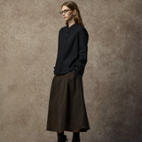 Famecoco Chic Mandarin Collar Textured Blouse