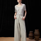 Famecoco Botanical Jacquard Wide-Leg Pants