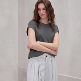 Lyocell Twist Front Cap Sleeve Top