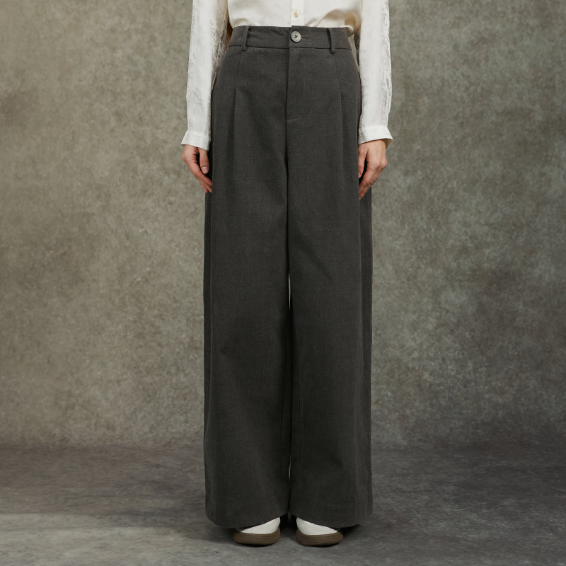 Famecoco 100% Cotton Wide-Leg Corduroy Pants