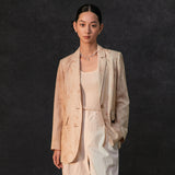 Famecoco 100% Linen Botanical Print Blazer