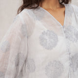 Raised Embroidery Ramie Blouse