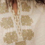 Paisley Embroidery Ramie Popover Blouse