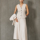 Lyocell-Ramie Vest & Midi Skirt Set