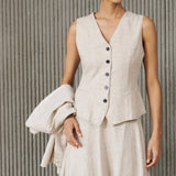 Lyocell-Ramie Vest & Midi Skirt Set