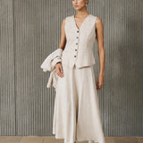 Lyocell-Ramie Vest & Midi Skirt Set