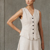 Lyocell-Ramie Vest & Midi Skirt Set