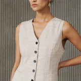 Lyocell-Ramie Vest & Midi Skirt Set