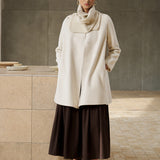 Wool Lyocell Coat with Knit Scarf