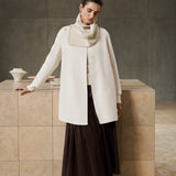 Wool Lyocell Coat with Knit Scarf