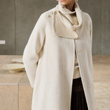 Wool Lyocell Coat with Knit Scarf