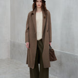 Brooch Detail Wool Coat