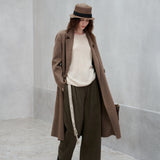 Brooch Detail Wool Coat
