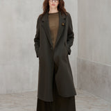 Brooch Detail Wool Coat