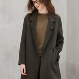 Brooch Detail Wool Coat