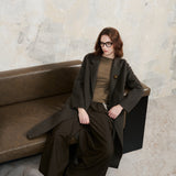 Brooch Detail Wool Coat