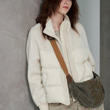 Wool-Sleeve Down Puffer Jacket