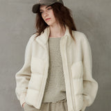 Wool-Sleeve Down Puffer Jacket