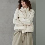 Wool-Sleeve Down Puffer Jacket