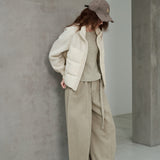 Wool-Sleeve Down Puffer Jacket