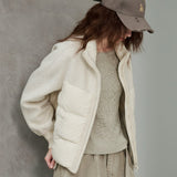 Wool-Sleeve Down Puffer Jacket