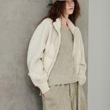 Wool-Sleeve Down Puffer Jacket