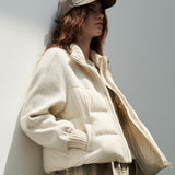 Wool-Sleeve Down Puffer Jacket