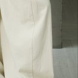 Cotton Wide Leg Pleated Trousers