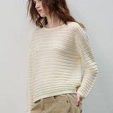 Textured Stripe Wool Sweater