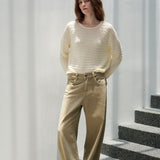Textured Stripe Wool Sweater