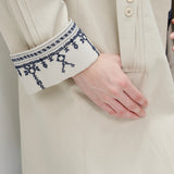 Embroidered Cuff Cotton Linen Coat
