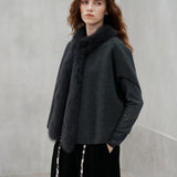 Fur-Trim Wool Vest