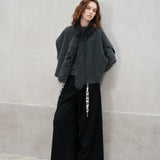 Fur-Trim Wool Vest