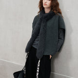 Fur-Trim Wool Vest