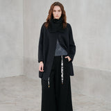 Wool Lyocell Coat with Knit Scarf