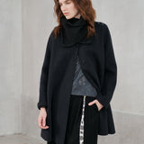 Wool Lyocell Coat with Knit Scarf