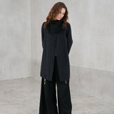 Wool Lyocell Coat with Knit Scarf
